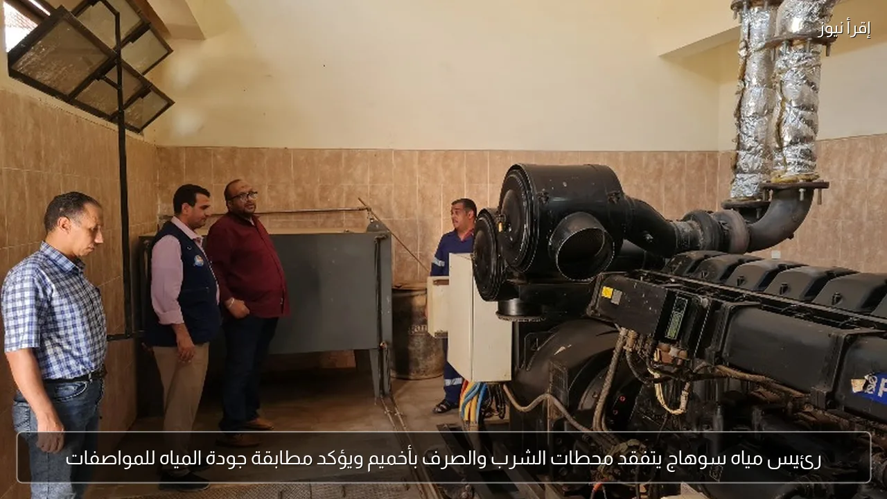 رئيس مياه سوهاج يتفقد محطات الشرب والصرف بأخميم ويؤكد مطابقة جودة المياه للمواصفات