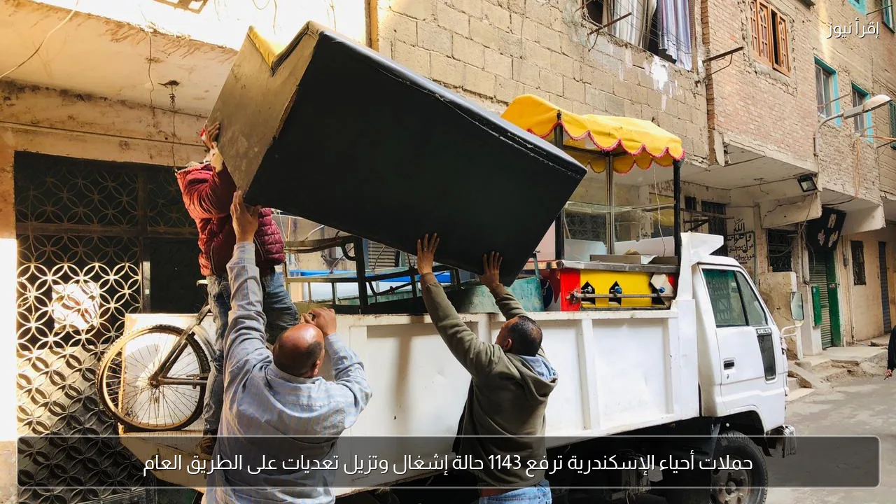 حملات أحياء الإسكندرية ترفع 1143 حالة إشغال وتزيل تعديات على الطريق العام