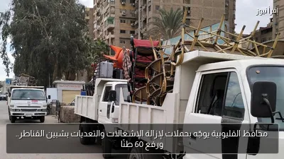 محافظ القليوبية يوجّه بحملات لإزالة الإشغالات والتعديات بشبين القناطر.. ورفع 60 طنًا