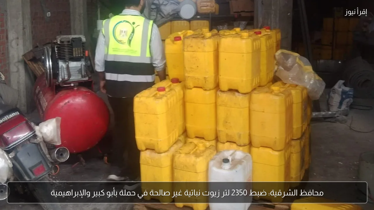 محافظ الشرقية: ضبط 2350 لتر زيوت نباتية غير صالحة في حملة بأبو كبير والإبراهيمية