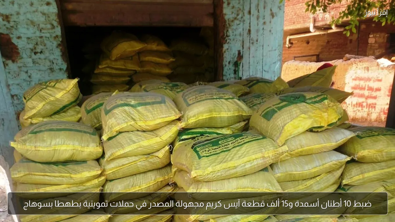 ضبط 10 أطنان أسمدة و15 ألف قطعة آيس كريم مجهولة المصدر في حملات تموينية بطهطا بسوهاج