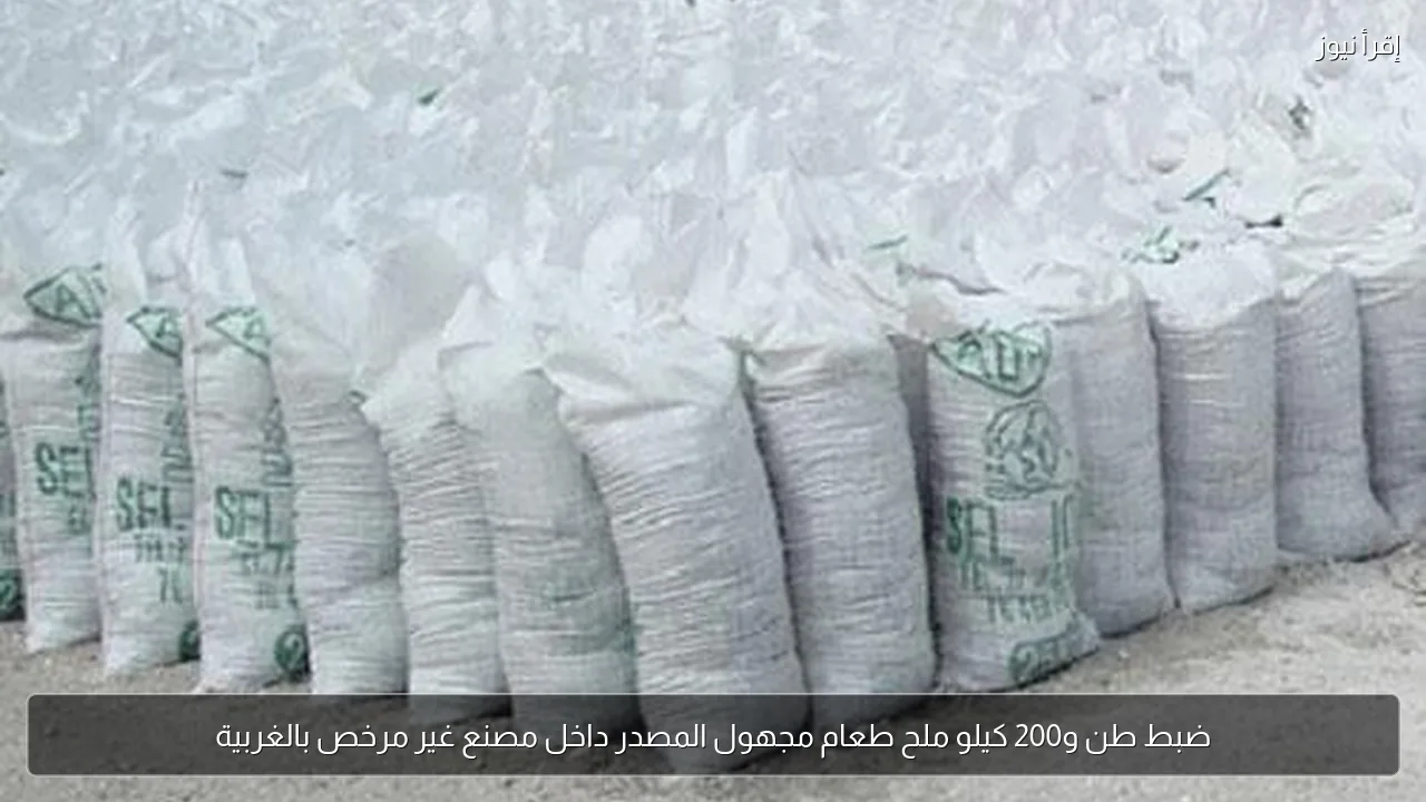 ضبط طن و200 كيلو ملح طعام مجهول المصدر داخل مصنع غير مرخص بالغربية