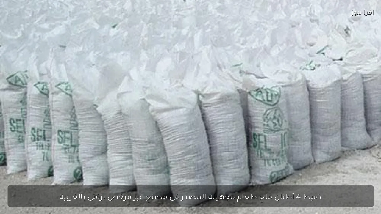 ضبط 4 أطنان ملح طعام مجهولة المصدر في مصنع غير مرخص بزفتى بالغربية