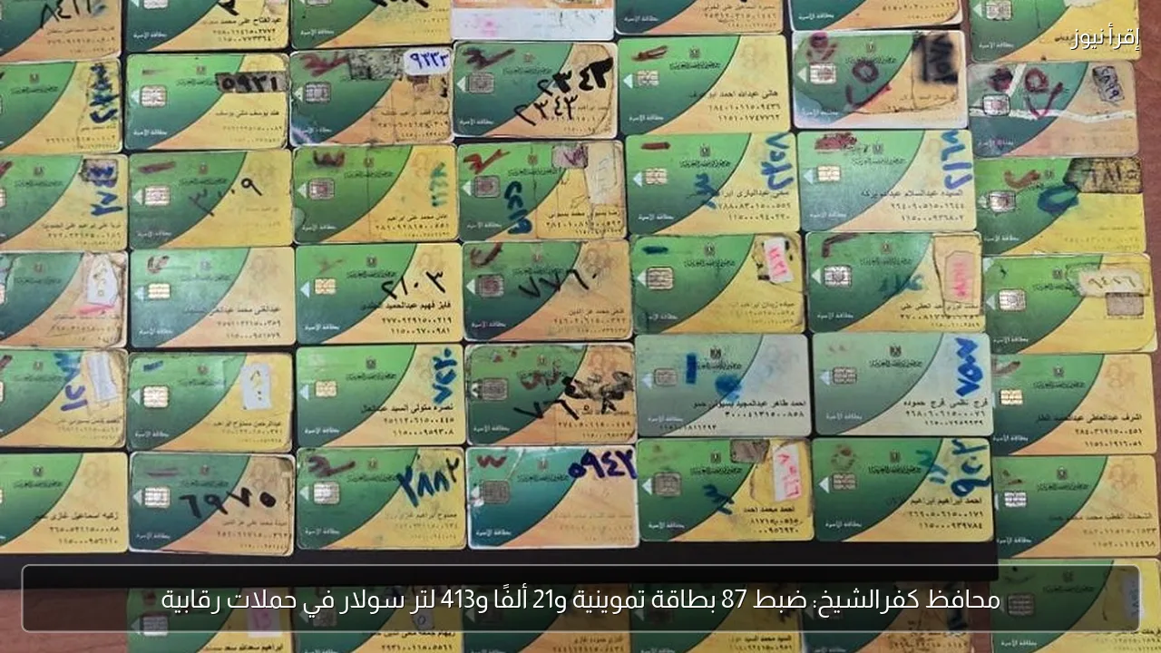 محافظ كفرالشيخ: ضبط 87 بطاقة تموينية و21 ألفًا و413 لتر سولار في حملات رقابية