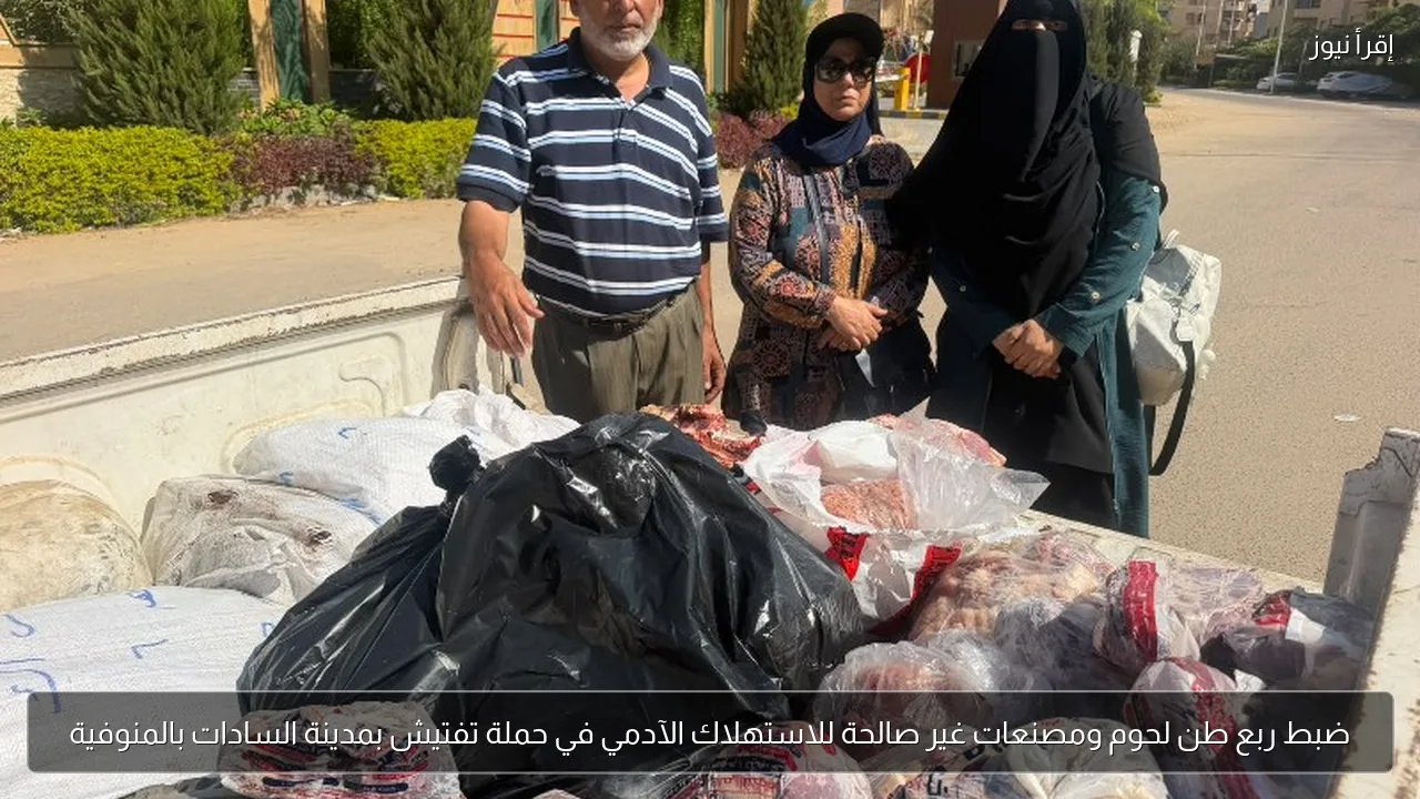ضبط ربع طن لحوم ومصنعات غير صالحة للاستهلاك الآدمي في حملة تفتيش بمدينة السادات بالمنوفية