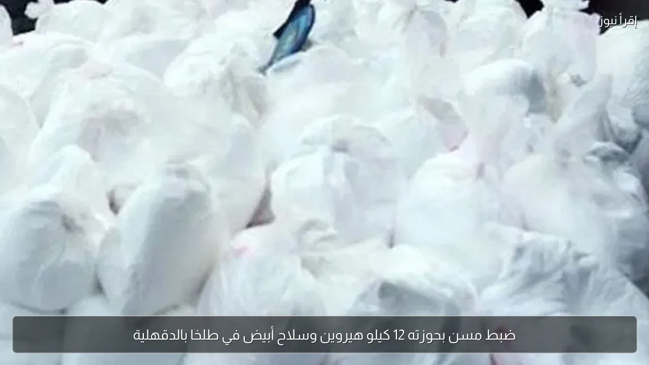 ضبط مسن بحوزته 12 كيلو هيروين وسلاح أبيض في طلخا بالدقهلية