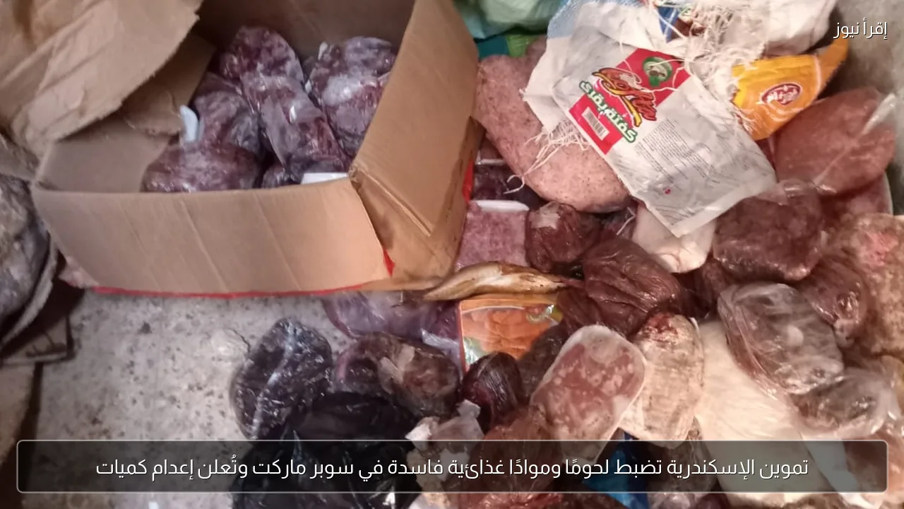 تموين الإسكندرية تضبط لحومًا وموادًا غذائية فاسدة في سوبر ماركت وتُعلن إعدام كميات