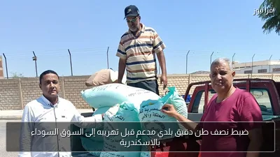 ضبط نصف طن دقيق بلدي مدعم قبل تهريبه إلى السوق السوداء بالإسكندرية