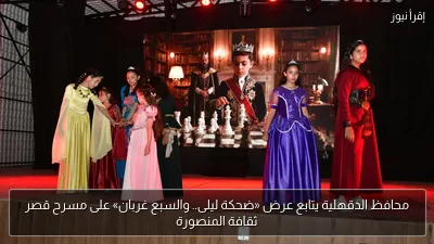 محافظ الدقهلية يتابع عرض «ضحكة ليلى.. والسبع غربان» على مسرح قصر ثقافة المنصورة