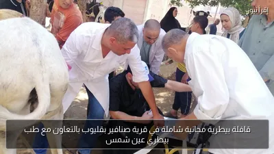 قافلة بيطرية مجانية شاملة في قرية صنافير بقليوب بالتعاون مع طب بيطري عين شمس