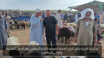 محافظ الجيزة يتابع نتائج الحملة القومية الثانية للتحصين ضد الحمى القلاعية والوادي المتصدع