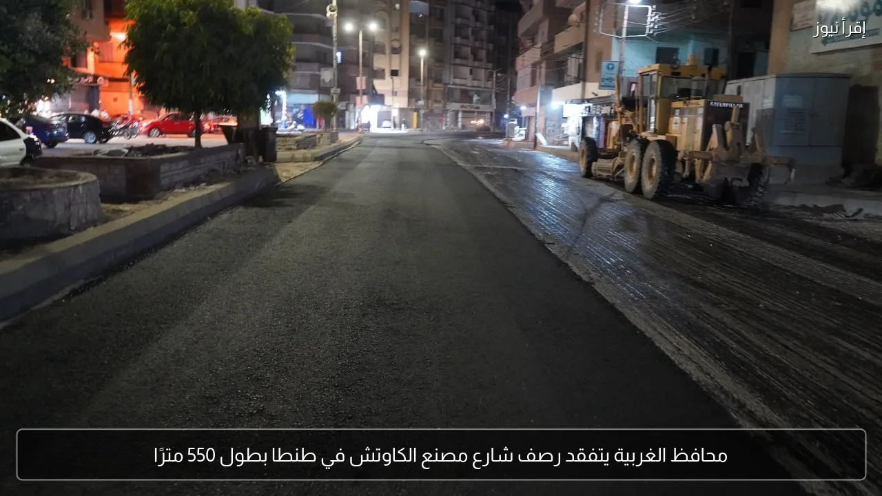 محافظ الغربية يتفقد رصف شارع مصنع الكاوتش في طنطا بطول 550 مترًا