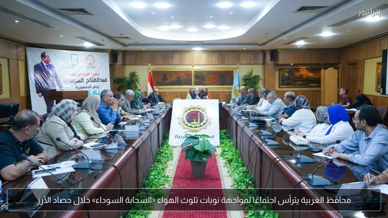 محافظ الغربية يترأس اجتماعًا لمواجهة نوبات تلوث الهواء «السحابة السوداء» خلال حصاد الأرز