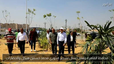 محافظ القاهرة يتفقد أعمال تشجير محوري محمد حسنين هيكل والحضارات