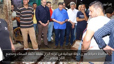 محافظ دمياط يجري جولة ميدانية في عزبة البرج لتفقد حلقة السمك ومصنع الثلج ومخبز