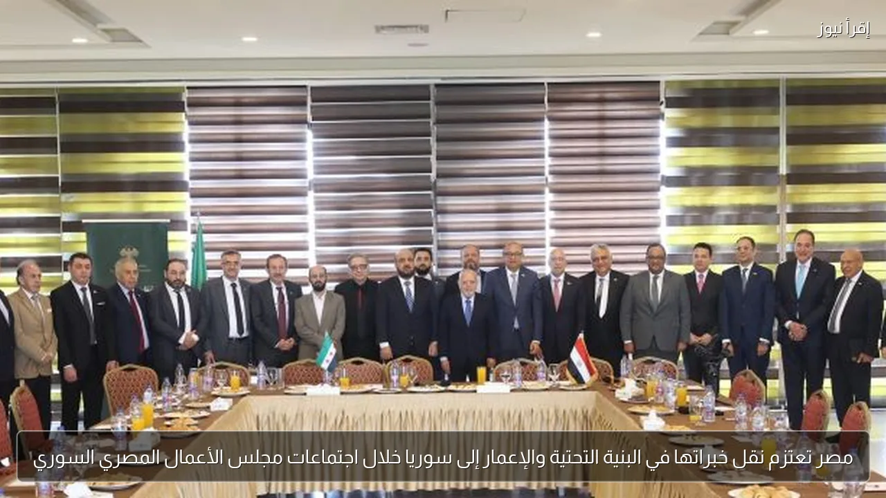 مصر تعتزم نقل خبراتها في البنية التحتية والإعمار إلى سوريا خلال اجتماعات مجلس الأعمال المصري السوري