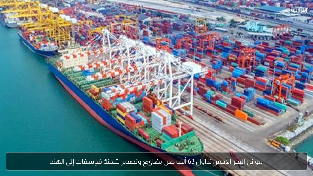 موانئ البحر الأحمر: تداول 63 ألف طن بضائع وتصدير شحنة فوسفات إلى الهند