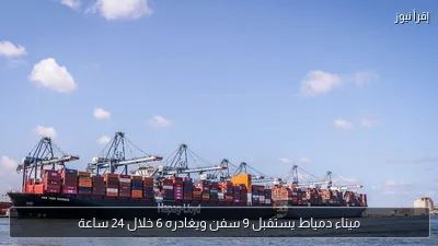 ميناء دمياط يستقبل 9 سفن ويغادره 6 خلال 24 ساعة
