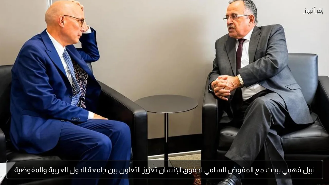 نبيل فهمي يبحث مع المفوض السامي لحقوق الإنسان تعزيز التعاون بين جامعة الدول العربية والمفوضية