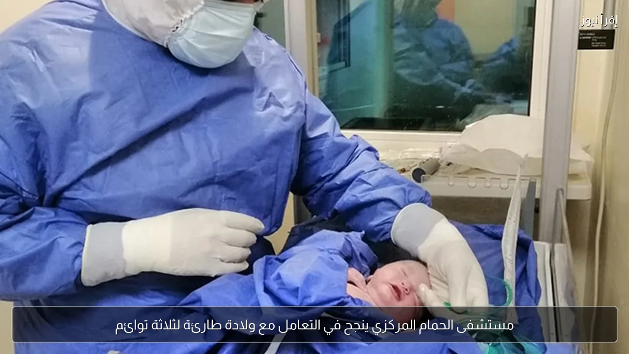 مستشفى الحمام المركزي ينجح في التعامل مع ولادة طارئة لثلاثة توائم