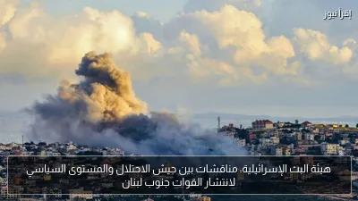هيئة البث الإسرائيلية: مناقشات بين جيش الاحتلال والمستوى السياسي لانتشار القوات جنوب لبنان