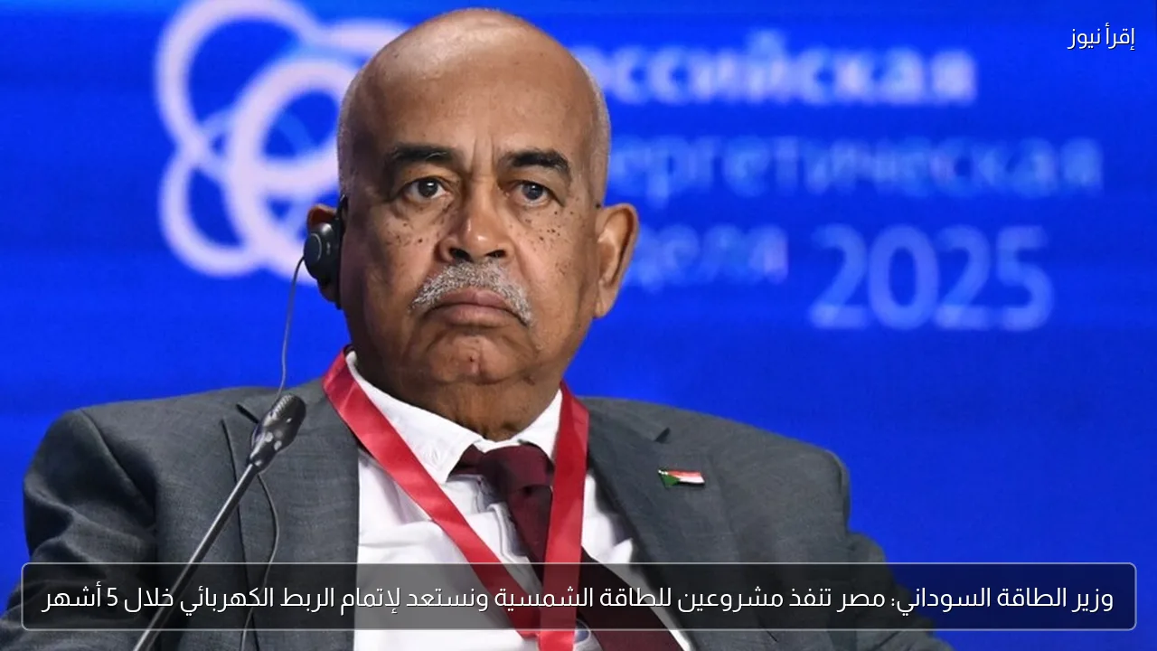 وزير الطاقة السوداني: مصر تنفذ مشروعين للطاقة الشمسية ونستعد لإتمام الربط الكهربائي خلال 5 أشهر