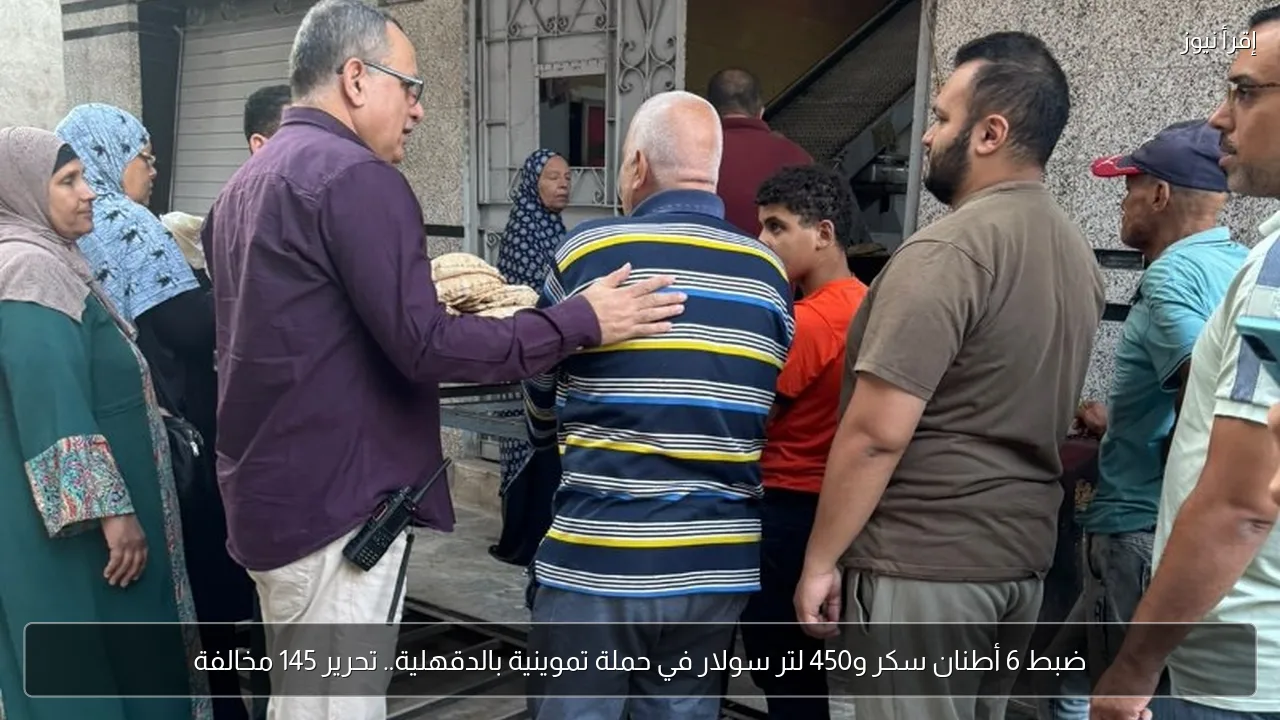 ضبط 6 أطنان سكر و450 لتر سولار في حملة تموينية بالدقهلية.. تحرير 145 مخالفة