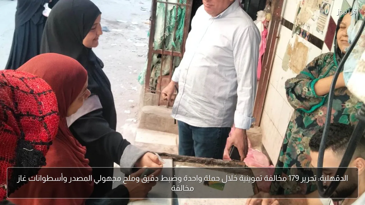 الدقهلية: تحرير 179 مخالفة تموينية خلال حملة واحدة وضبط دقيق وملح مجهولي المصدر وأسطوانات غاز مخالفة