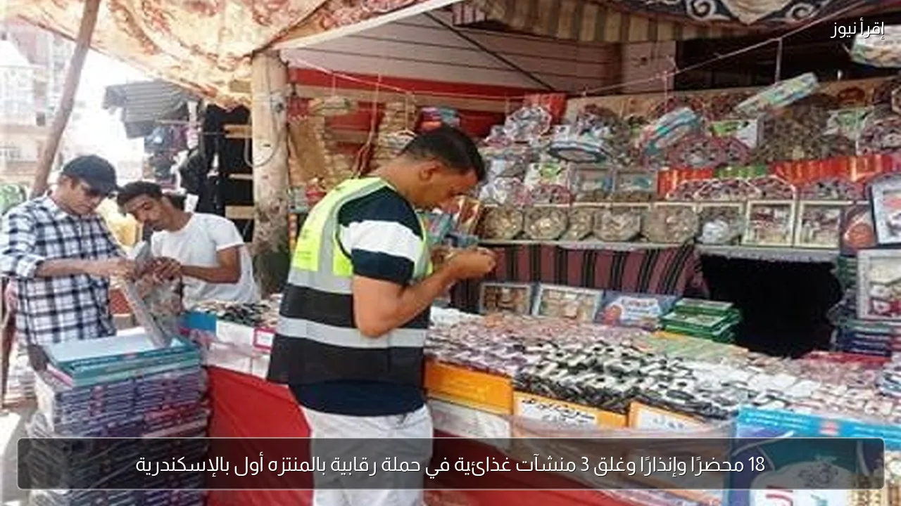 18 محضرًا وإنذارًا وغلق 3 منشآت غذائية في حملة رقابية بالمنتزه أول بالإسكندرية