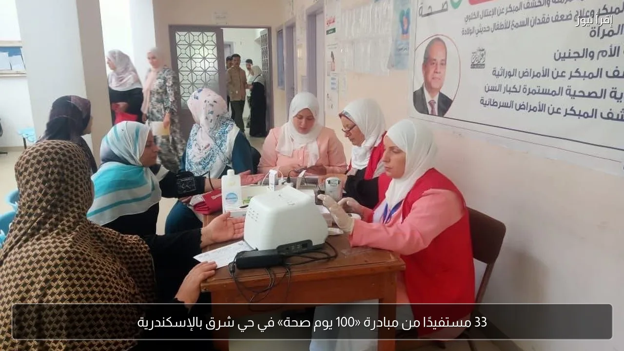 33 مستفيدًا من مبادرة «100 يوم صحة» في حي شرق بالإسكندرية