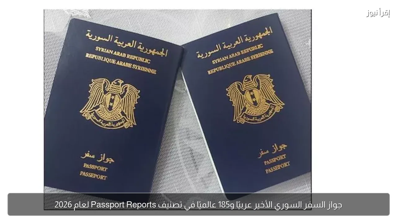 جواز السفر السوري الأخير عربيًا و185 عالميًا في تصنيف Passport Reports لعام 2026