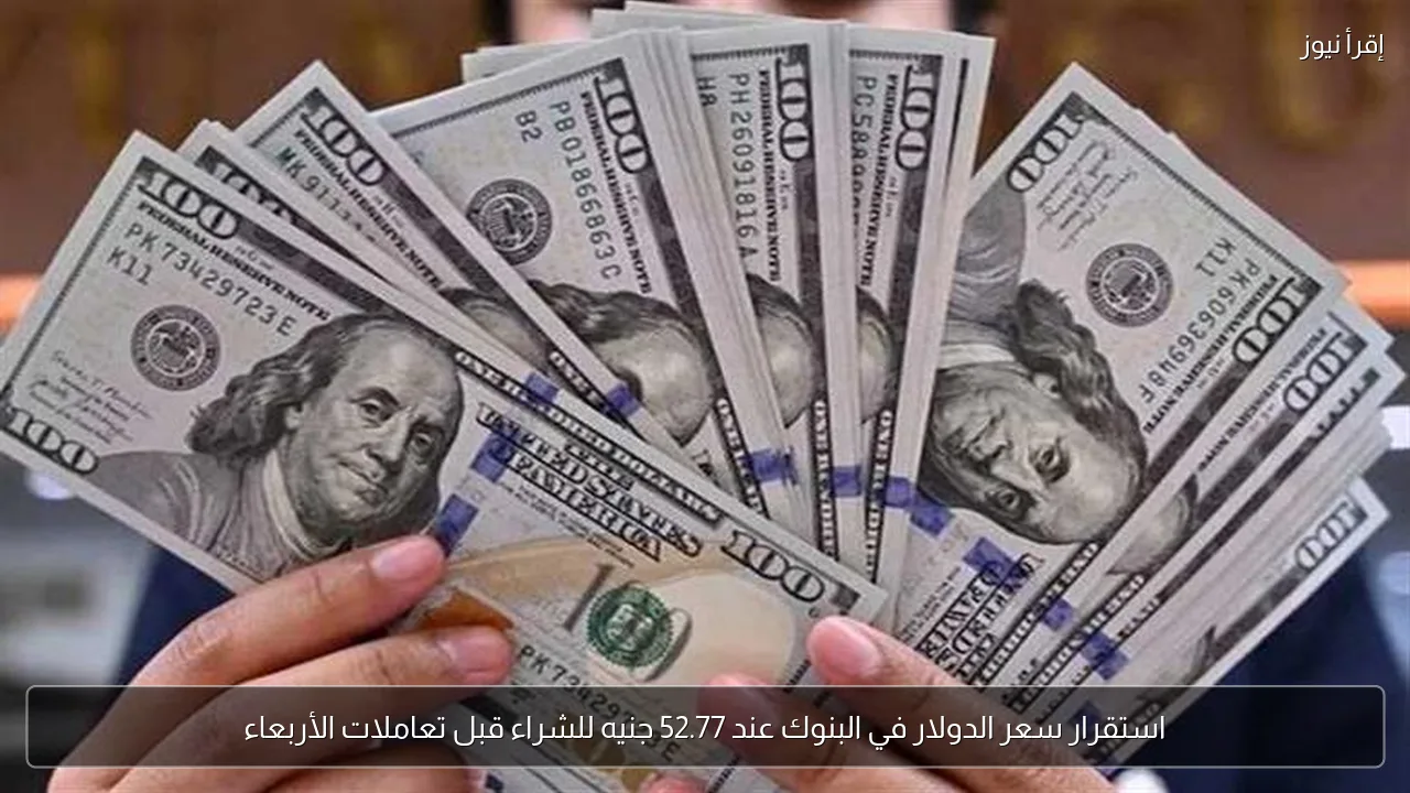 استقرار سعر الدولار في البنوك عند 52.77 جنيه للشراء قبل تعاملات الأربعاء
