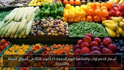 أسعار الخضراوات والفاكهة اليوم الجمعة 23 أكتوبر 2026 في أسواق الجملة والتجزئة
