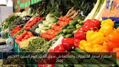 استقرار أسعار الخضروات والفاكهة في سوق العبور اليوم السبت 17 أكتوبر 2026