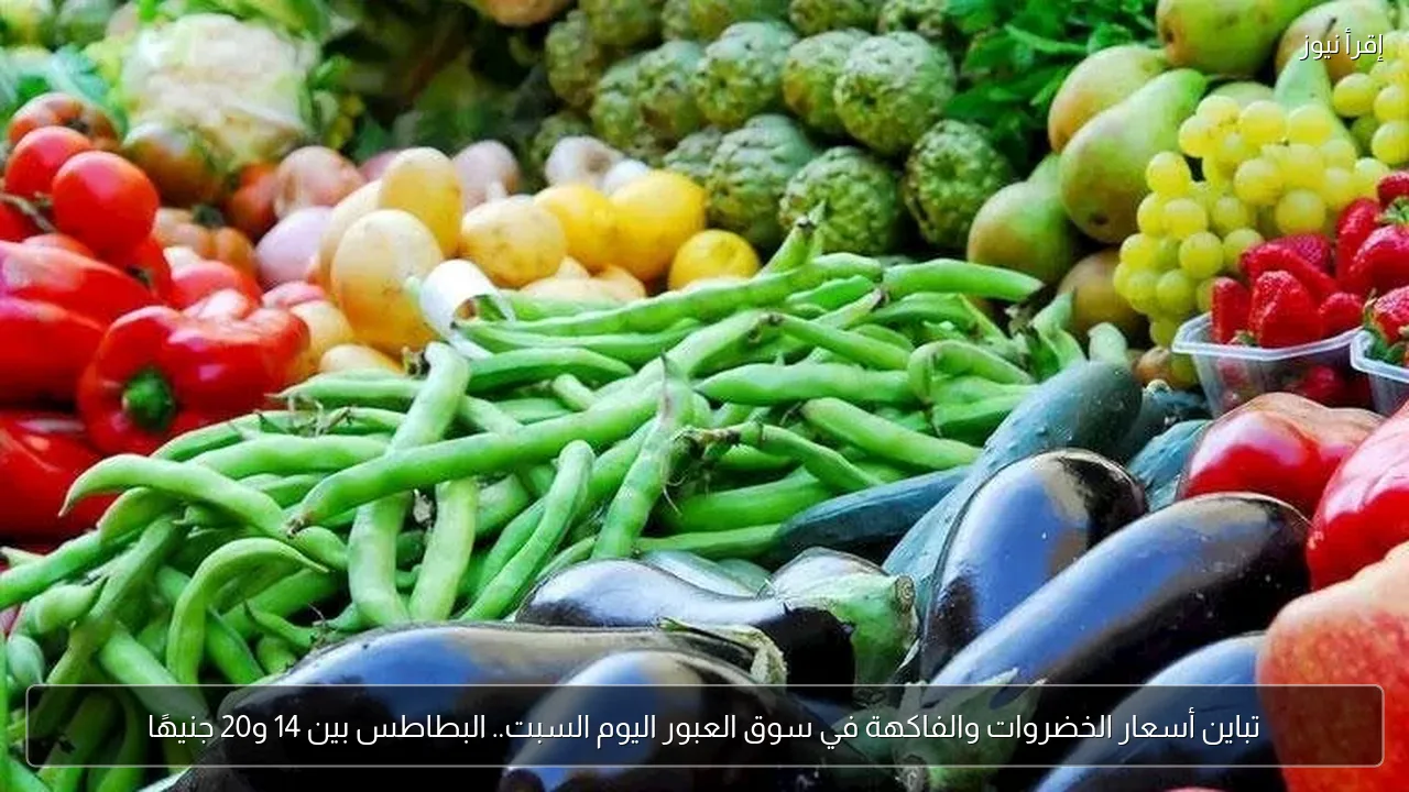 تباين أسعار الخضروات والفاكهة في سوق العبور اليوم السبت.. البطاطس بين 14 و20 جنيهًا
