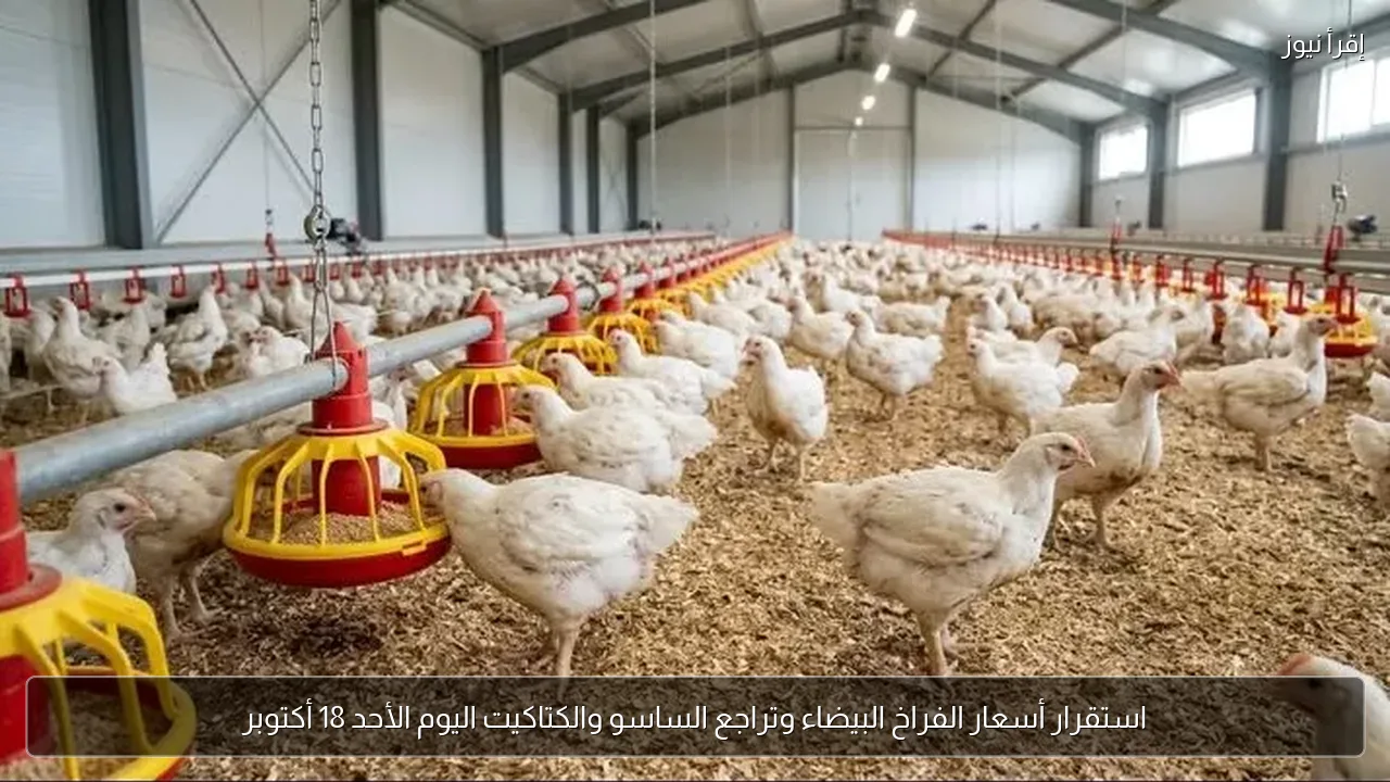 استقرار أسعار الفراخ البيضاء وتراجع الساسو والكتاكيت اليوم الأحد 18 أكتوبر