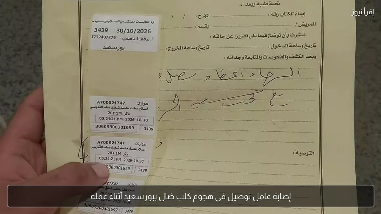 إصابة عامل توصيل في هجوم كلب ضال ببورسعيد أثناء عمله
