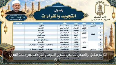 الأزهر يطلق برنامجين جديدين لشرح التجويد والقراءات عبر منصة القرآن الكريم