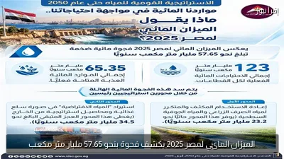 الميزان المائي لمصر 2025 يكشف فجوة بنحو 57.65 مليار متر مكعب
