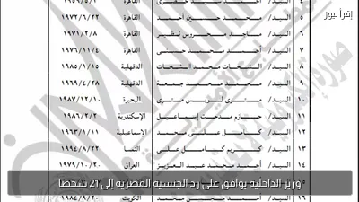 وزير الداخلية يوافق على رد الجنسية المصرية إلى 21 شخصًا