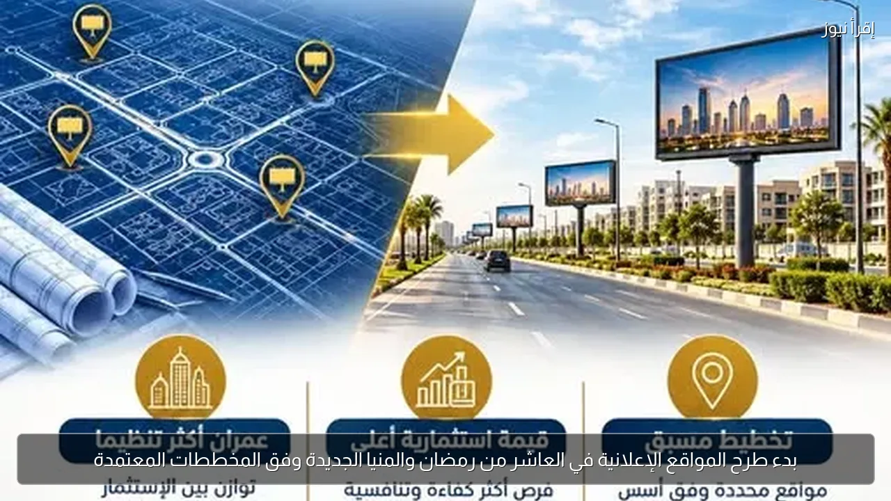 بدء طرح المواقع الإعلانية في العاشر من رمضان والمنيا الجديدة وفق المخططات المعتمدة