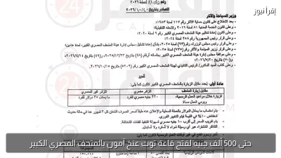 حتى 500 ألف جنيه لفتح قاعة توت عنخ آمون بالمتحف المصري الكبير