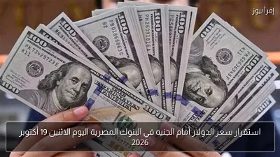 استقرار سعر الدولار أمام الجنيه في البنوك المصرية اليوم الاثنين 19 أكتوبر 2026
