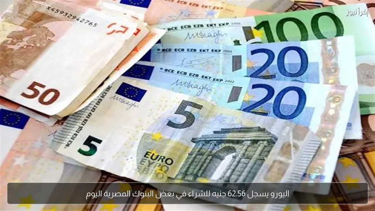 اليورو يسجل 62.56 جنيه للشراء في بعض البنوك المصرية اليوم