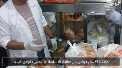 ضبط 66.2 كيلو دواجن غير صالحة للاستهلاك الآدمي بالوادي الجديد