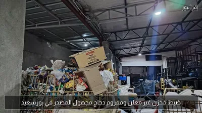 ضبط مخزن غير معلن ومفروم دجاج مجهول المصدر في بورسعيد