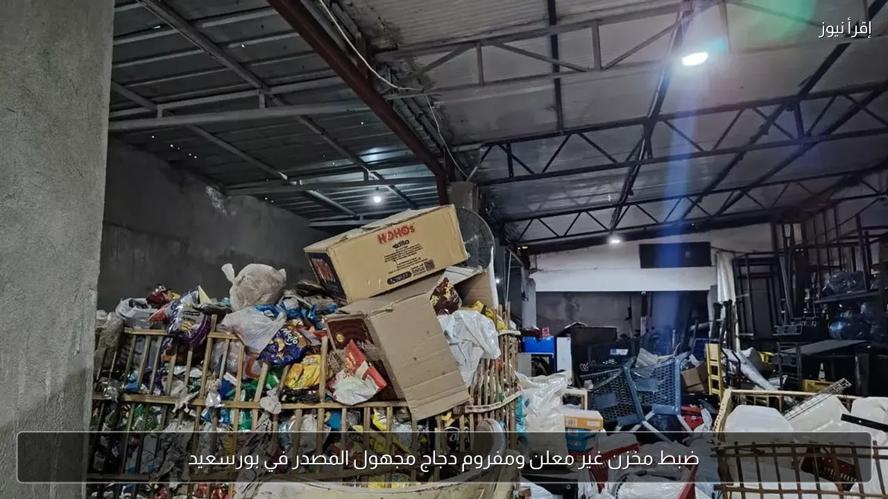 ضبط مخزن غير معلن ومفروم دجاج مجهول المصدر في بورسعيد