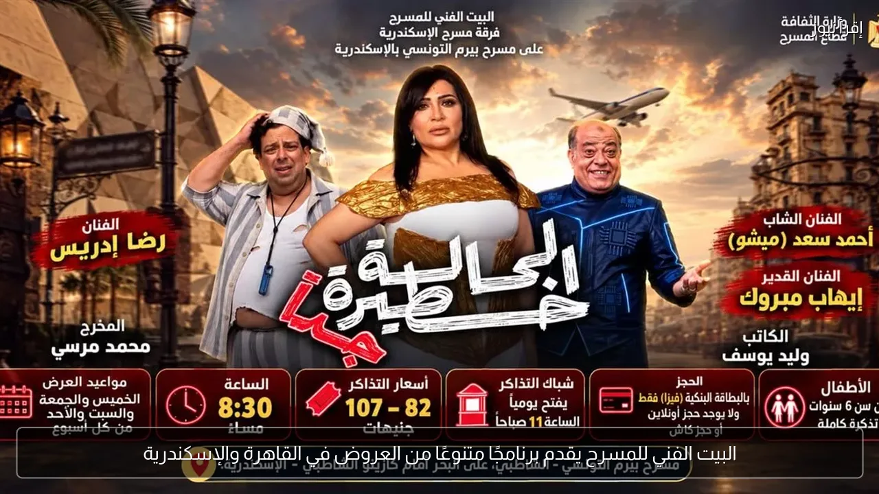 البيت الفني للمسرح يقدم برنامجًا متنوعًا من العروض في القاهرة والإسكندرية