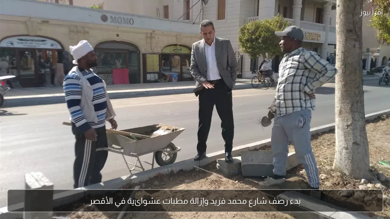 بدء رصف شارع محمد فريد وإزالة مطبات عشوائية في الأقصر