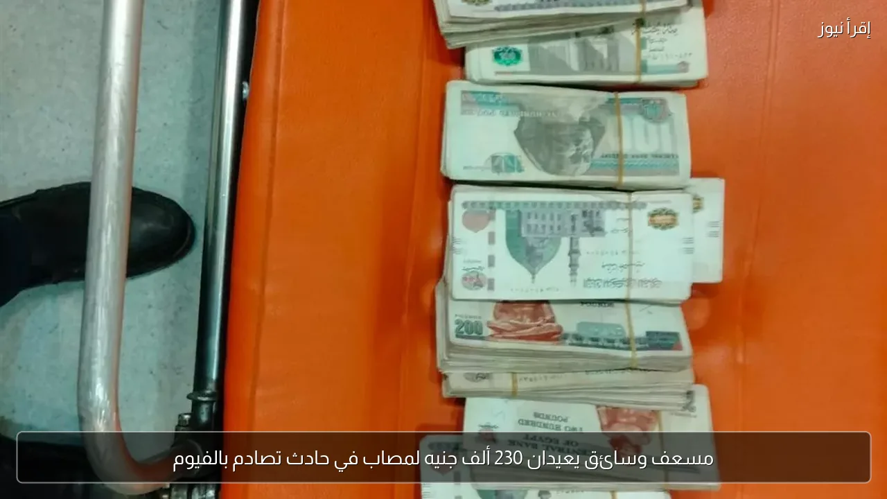 مسعف وسائق يعيدان 230 ألف جنيه لمصاب في حادث تصادم بالفيوم